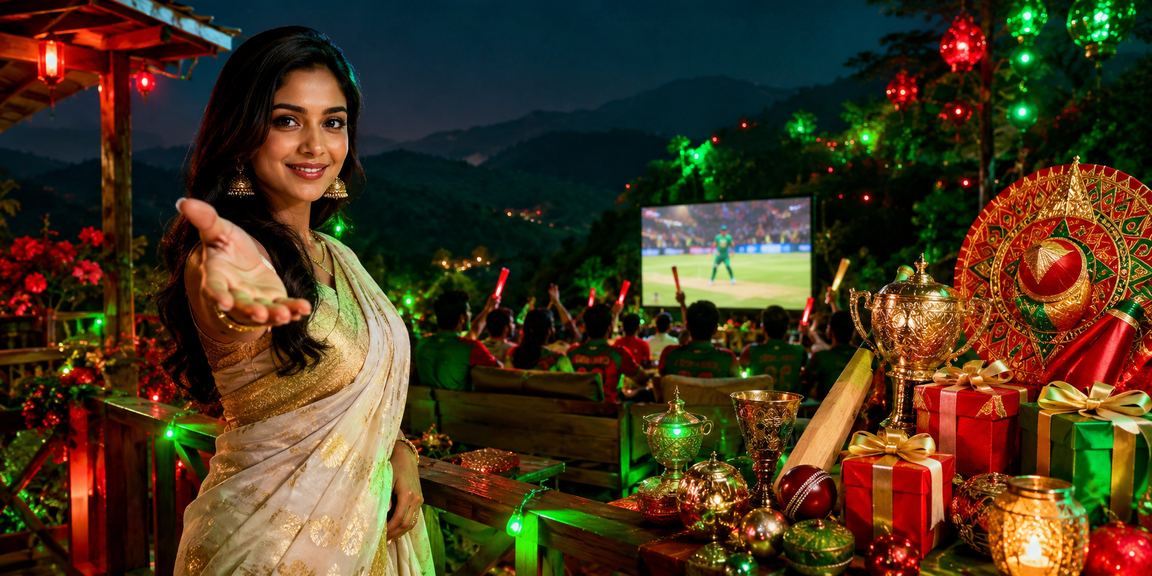 A woman in a saree enjoying live games on her mobile in Bandarban